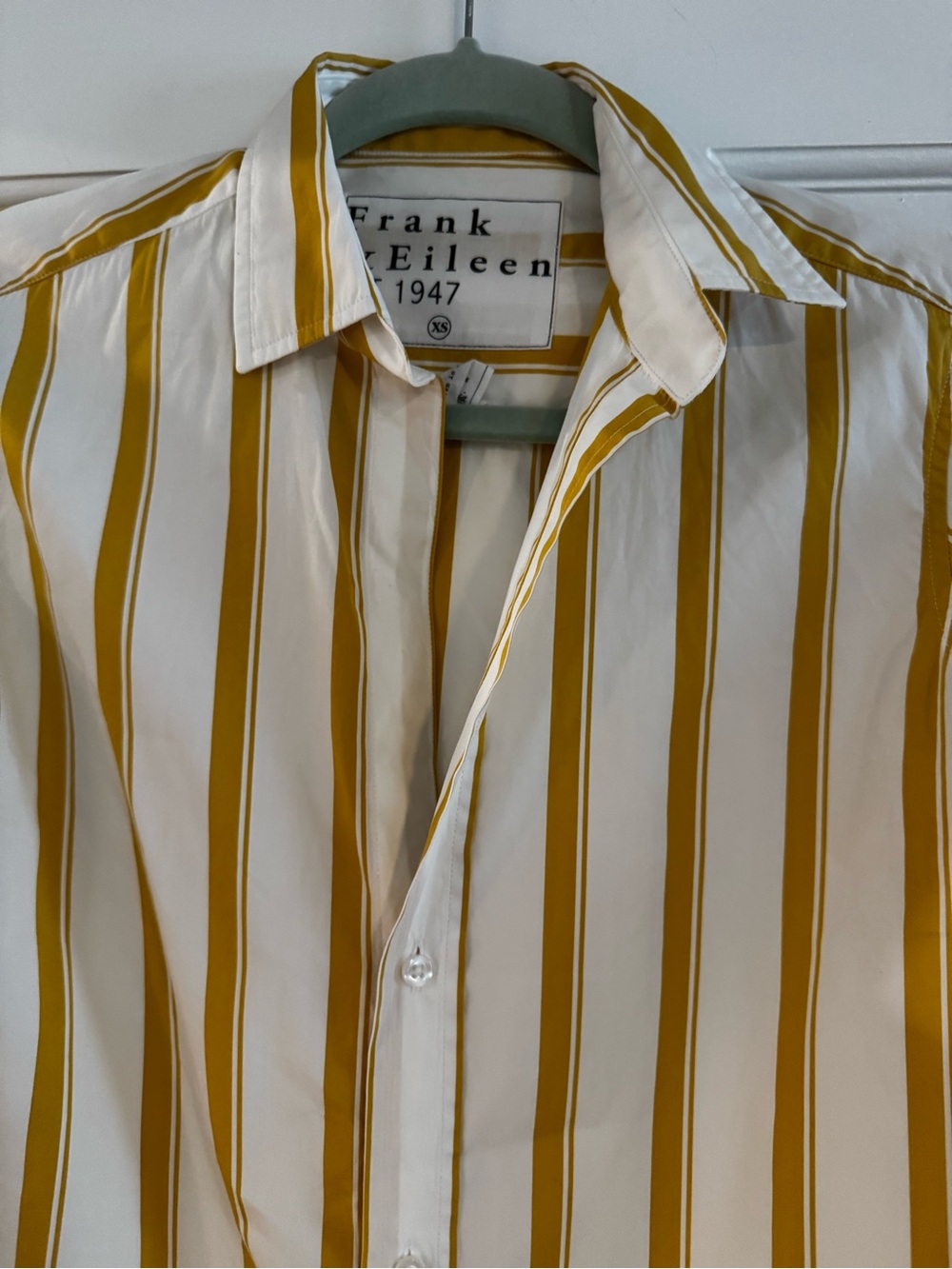 Frank & Eileen White and Mustard Stripe Button-Down Shirt